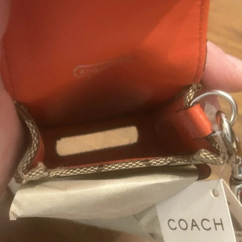 COACH Treo Case Khaki/Vermillion LOGO C Fabric Cell Phone Strap Vintage‎ Y2K NEW